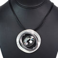Double Roped Tri Color Circular Hammered Metal w/ Large Stone