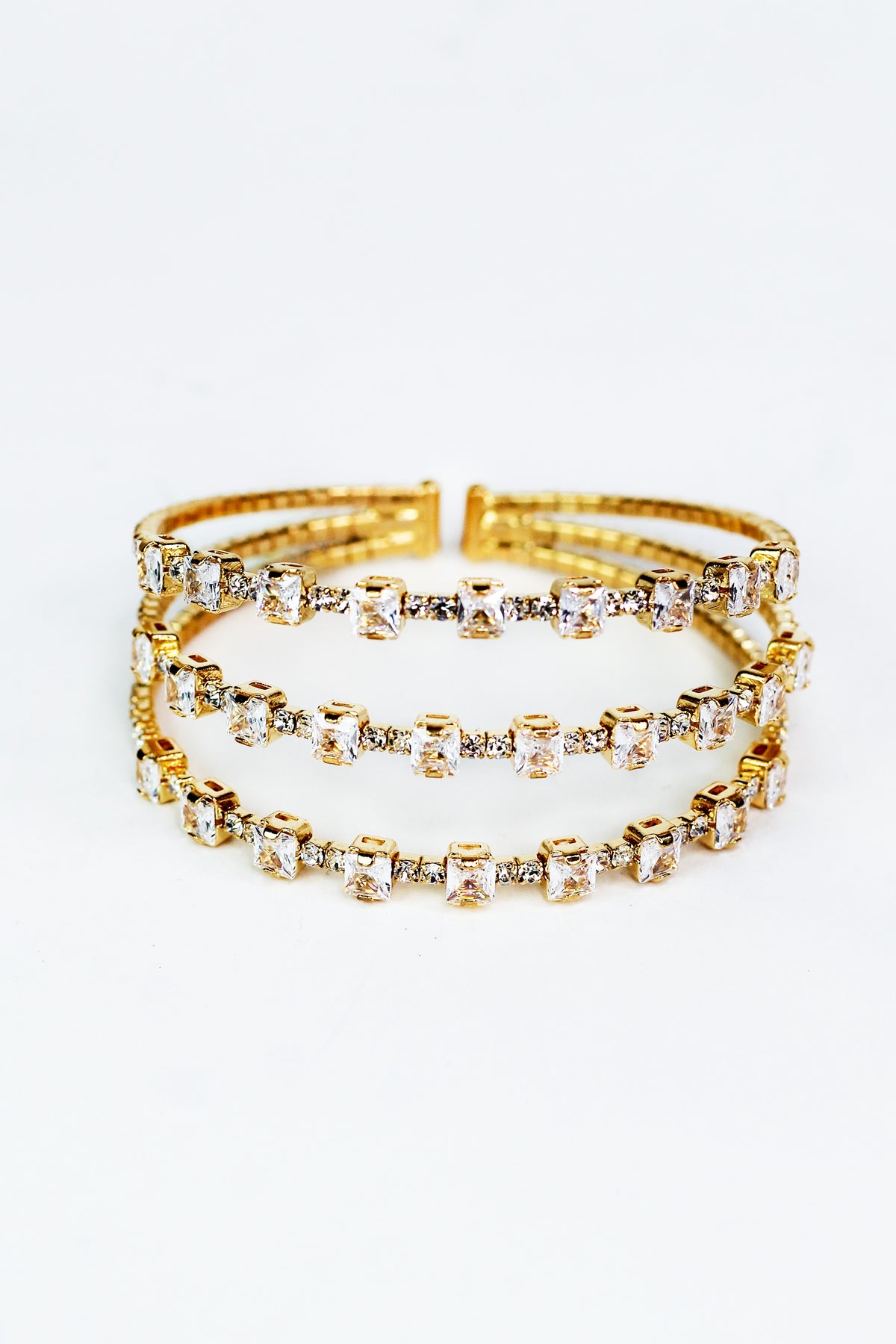 Three Spaced Row Square Stone Bracelet - Glitz &amp; Ears Boutique
