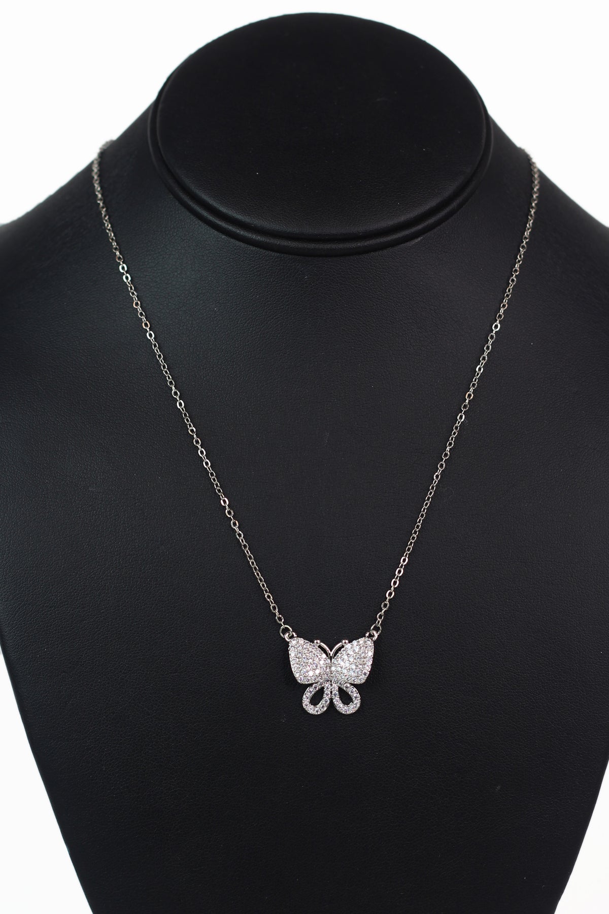 Open Bottom All Rhinestone Butterfly Necklace