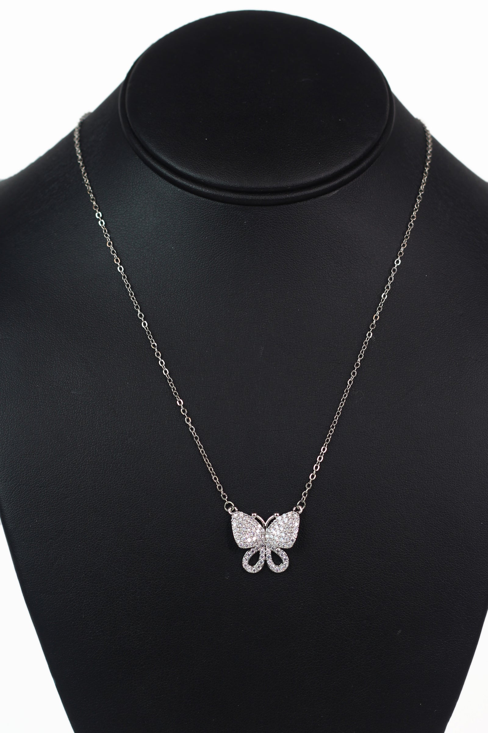 Open Bottom All Rhinestone Butterfly Necklace