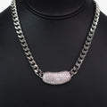 Thick Chain Rhinestone Scoop Bar Necklace