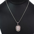 Two Tone Rhinestone Oval Pendant Necklace
