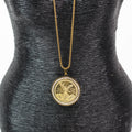 Rhinestone Trim Vintage Coin Pendant