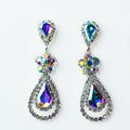 Flower Middle Two Row Trim Teardrop Earring