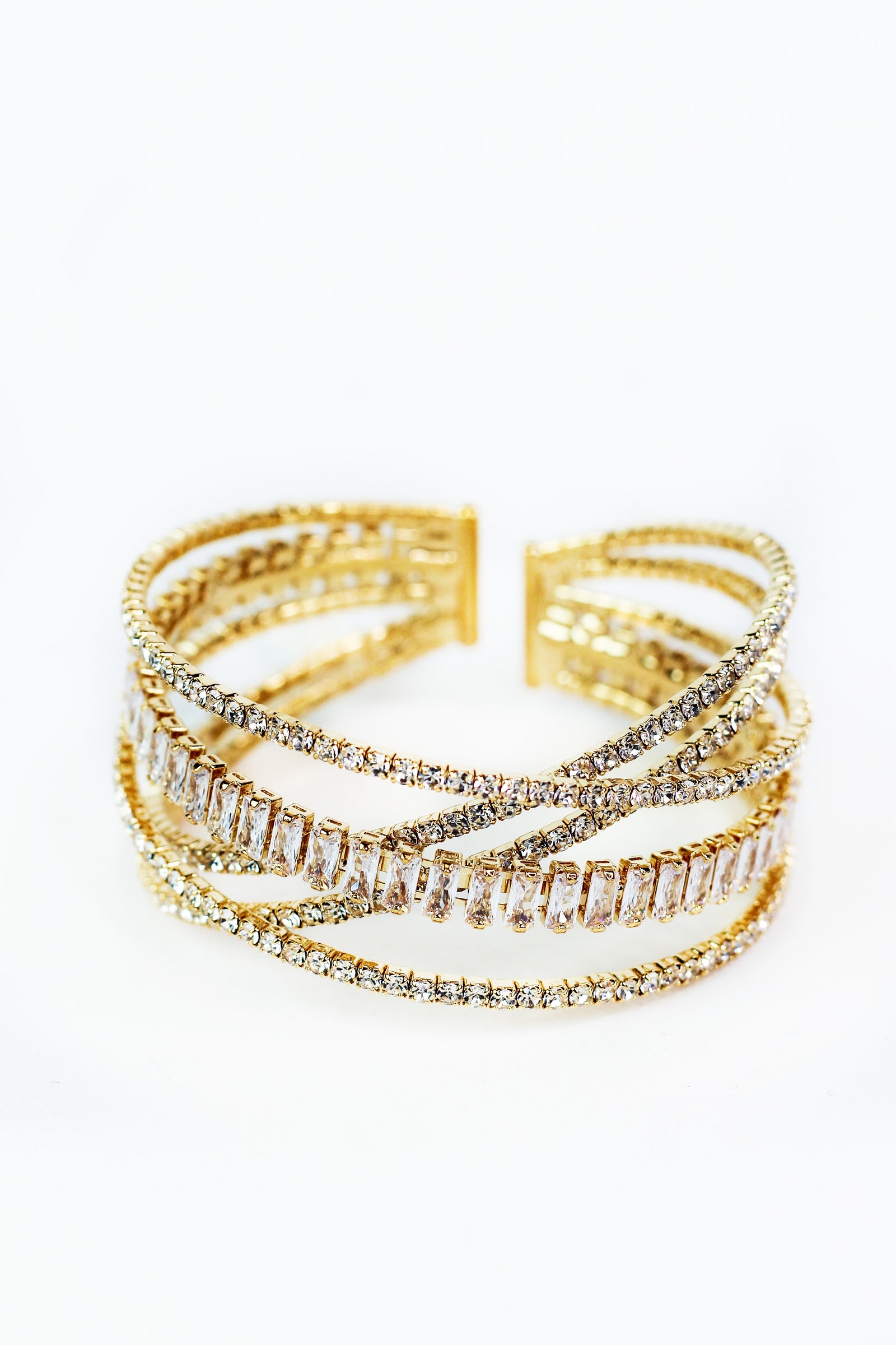 5 Row Rhinestone & Baguette Bracelet - Glitz & Ears Boutique