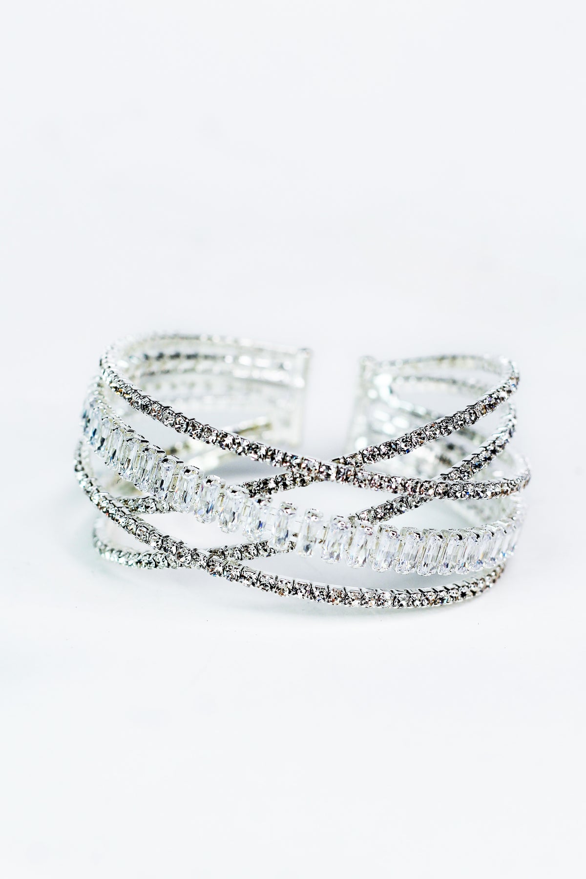 5 Row Rhinestone &amp; Baguette Bracelet - Glitz &amp; Ears Boutique