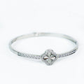 Rhinestone Row & Outline Clover Middle Bracelet