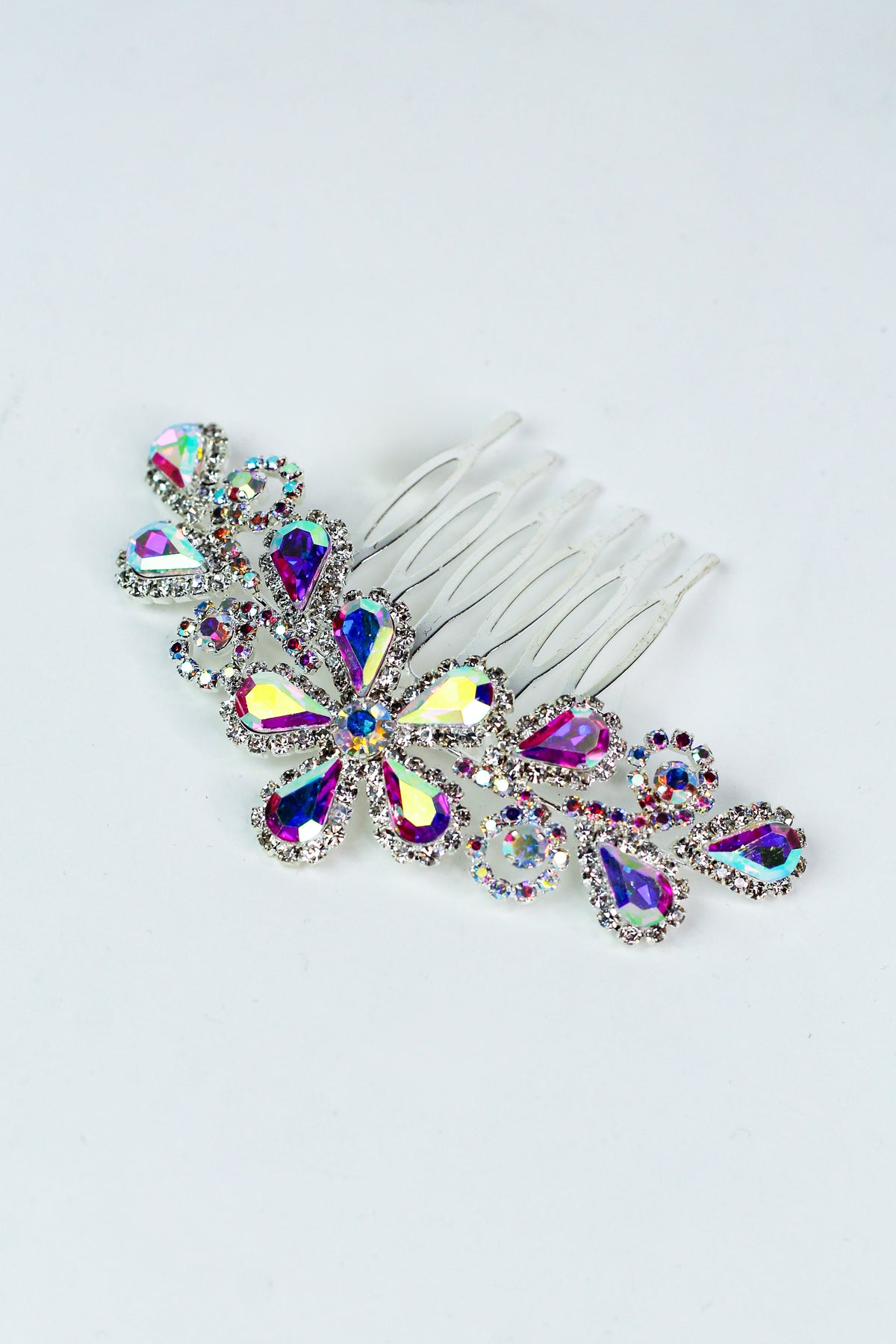Teardrop Flower &amp; Sides Hair Comb - Glitz &amp; Ears Boutique
