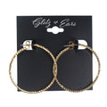 Thin Single Row Medium Rhinestone Hoop Earring