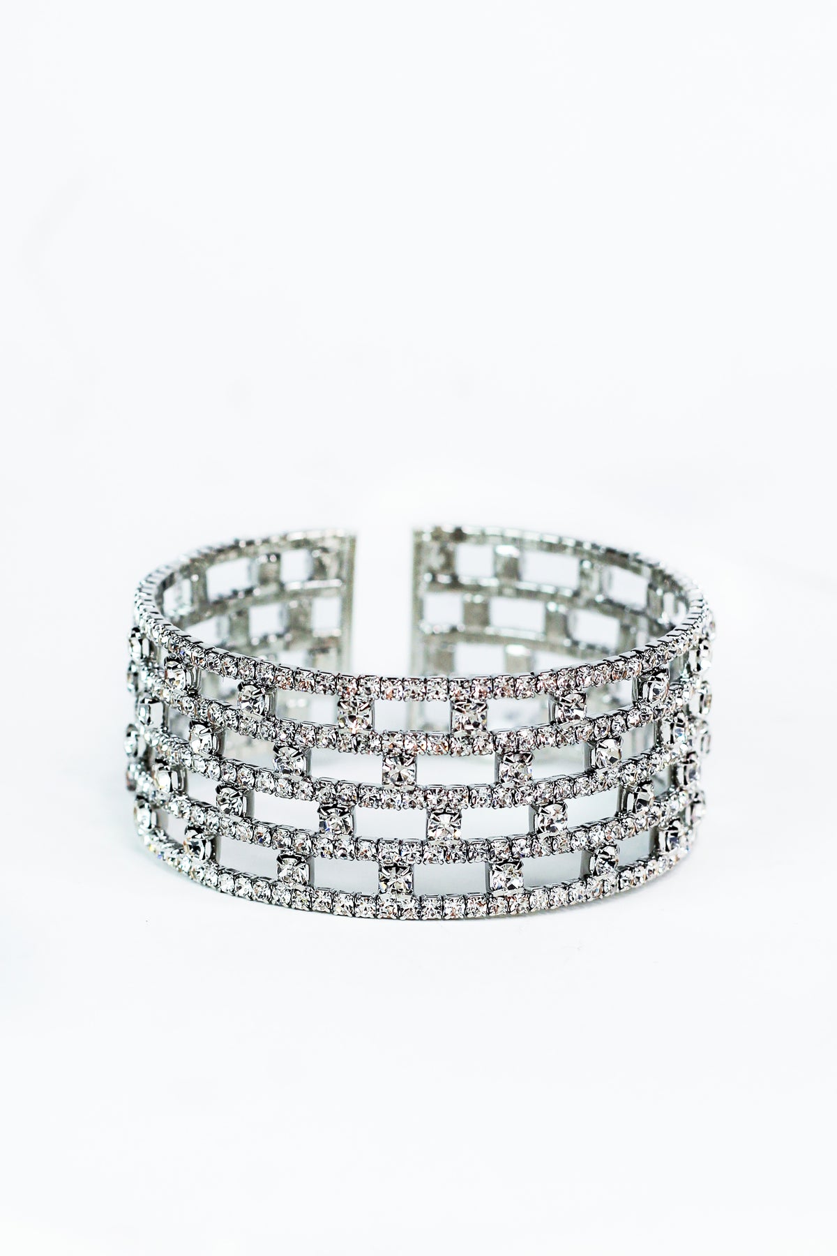4 Connected Row Rhinestone Bracelet - Glitz &amp; Ears Boutique