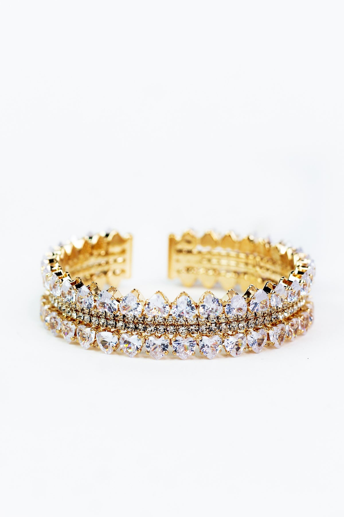 Heart Trimmed Rhinestone Center Stone Accent