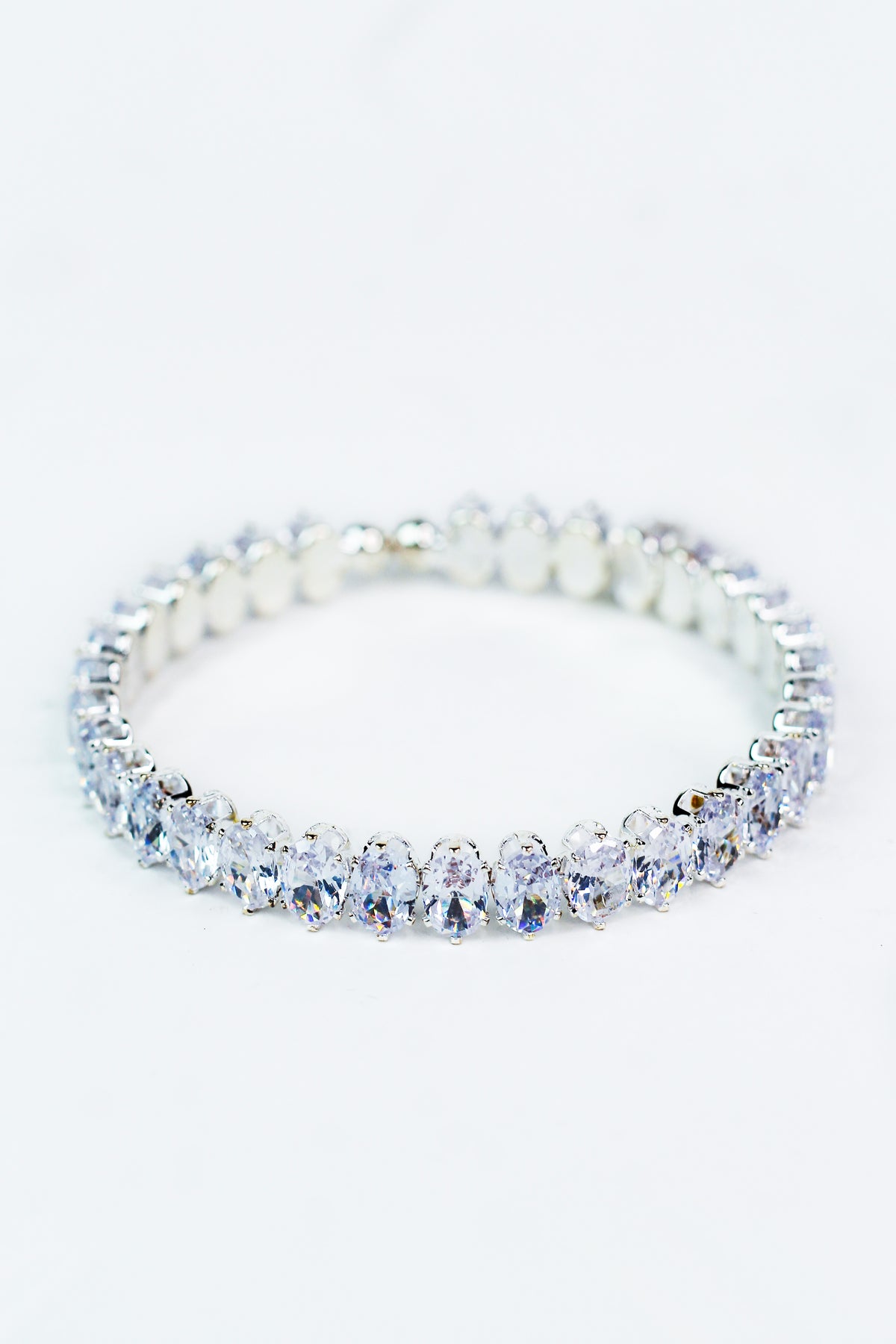 Single Row Oval Shaped Rhinestone Bracelet
