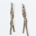 Long Two Row Overlap Baguette Strand Earring