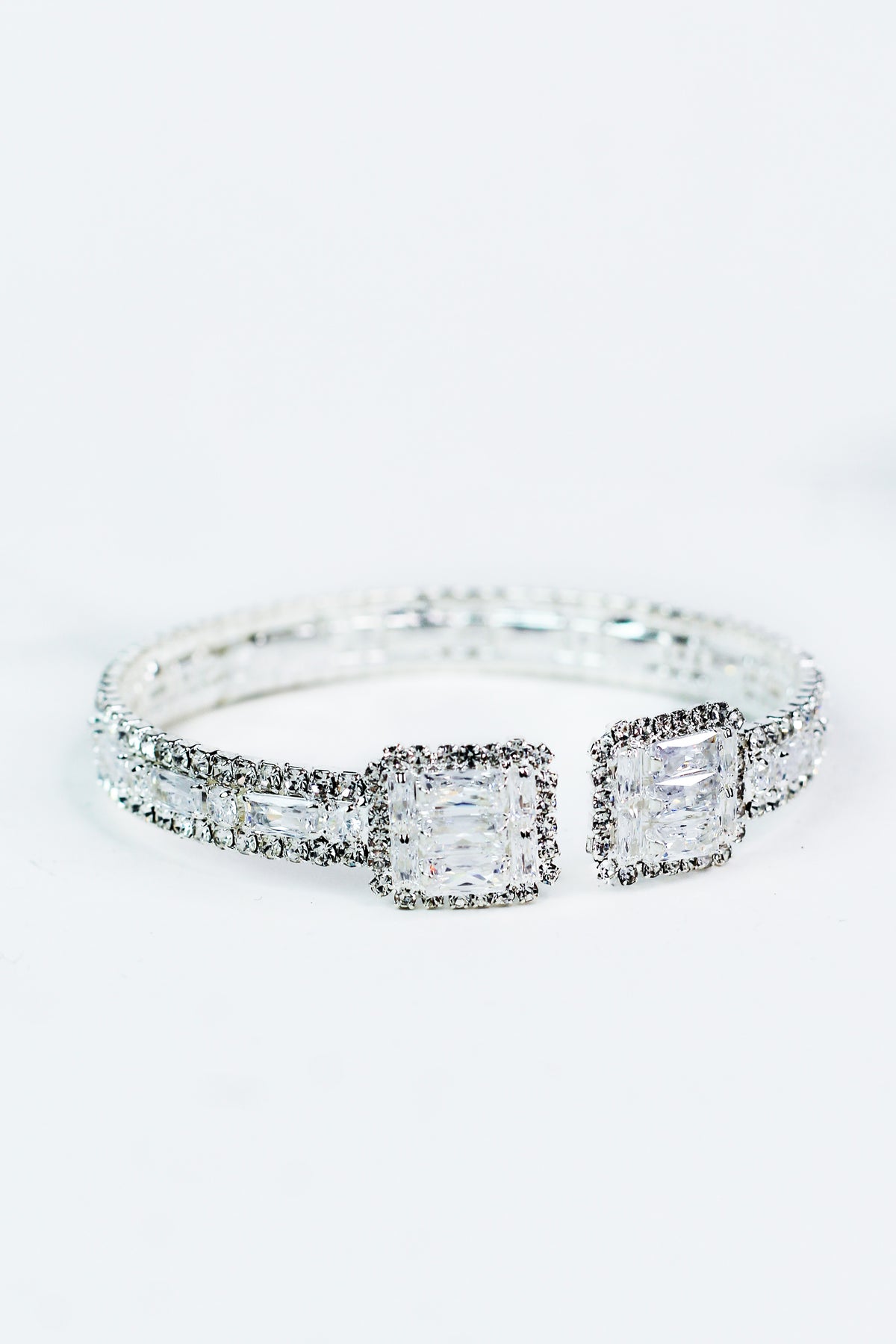 Rhinestone & Baguette Buckle Accent Bracelet