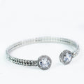 2 Row Rounded End Rhinestone Open Bracelet