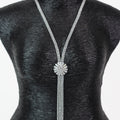 Filled Diamond Middle Baguette Trim Long Necklace