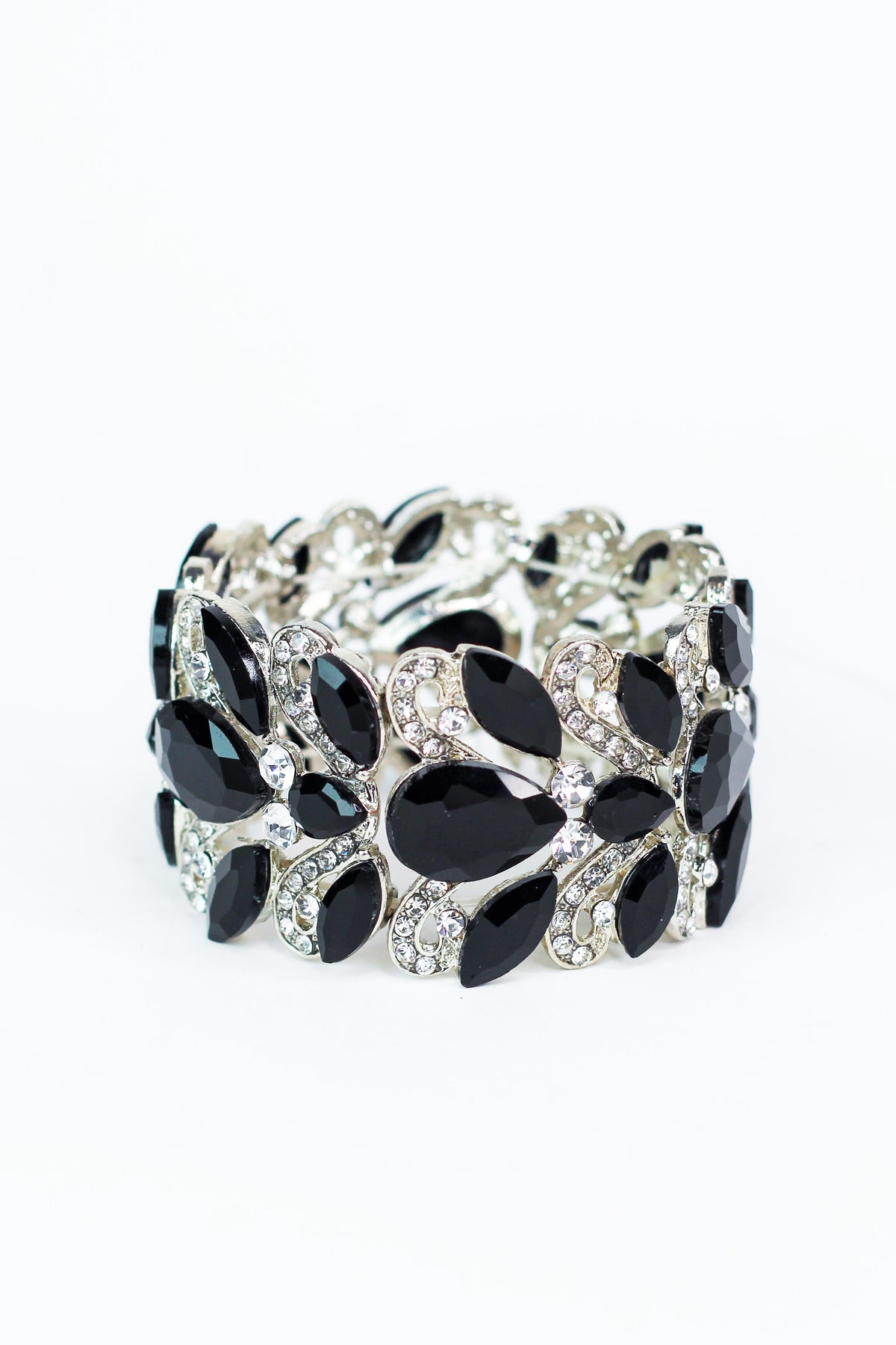 Large Teardrop Stagger Almond &amp; Swirl Wide Bracelet - Glitz &amp; Ears Boutique