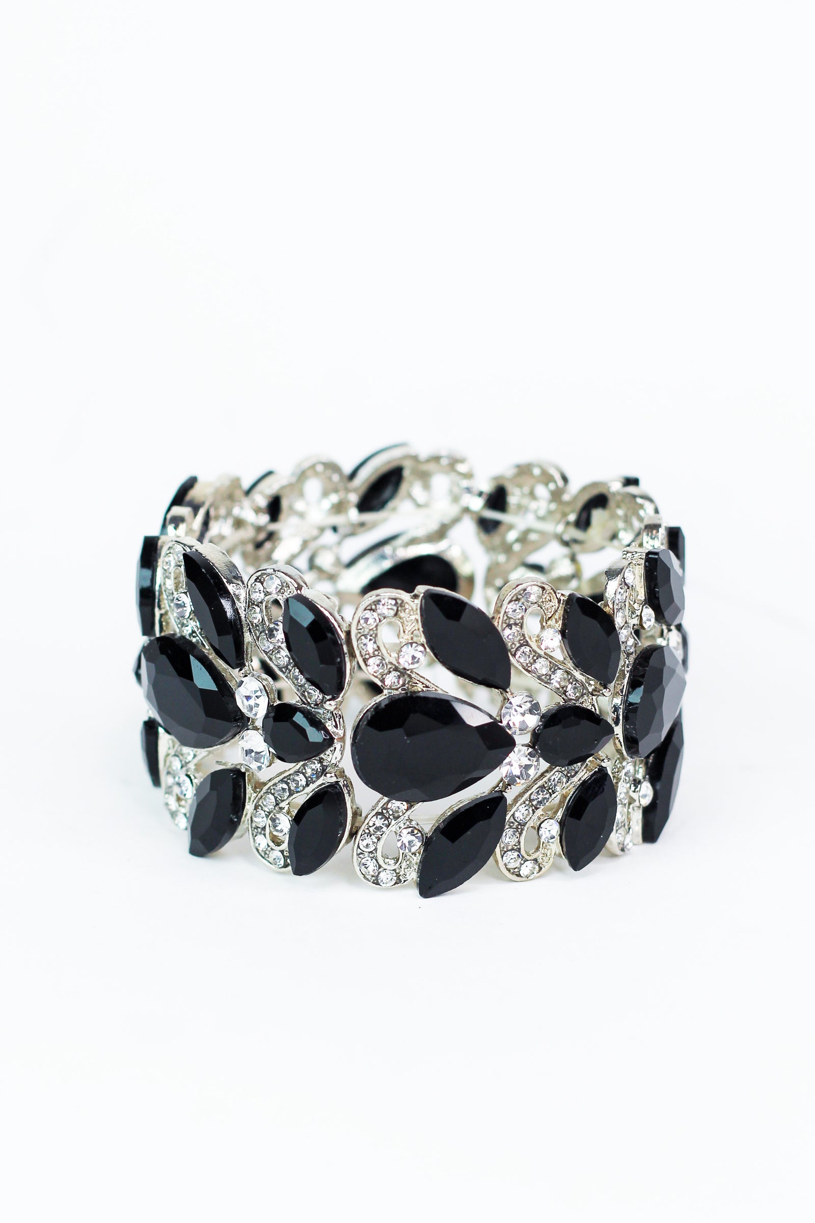 Large Teardrop Stagger Almond & Swirl Wide Bracelet - Glitz & Ears Boutique