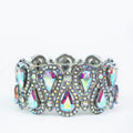 Rhinestone Trim Raised Teardrop Two Row Bracelet
