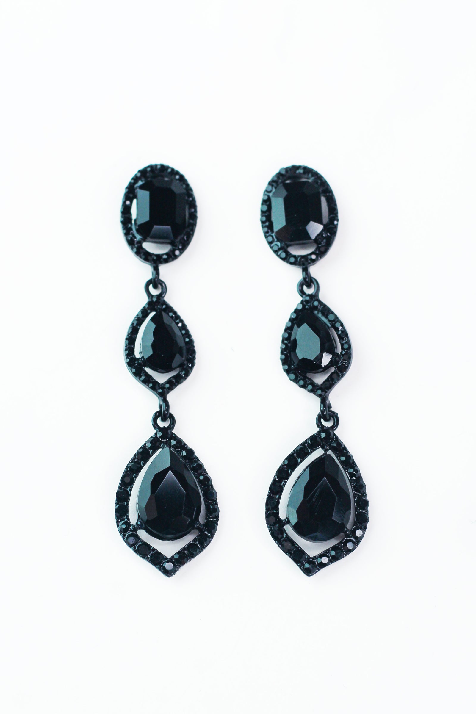 Oval Post Two Teardrop Dangle Earring