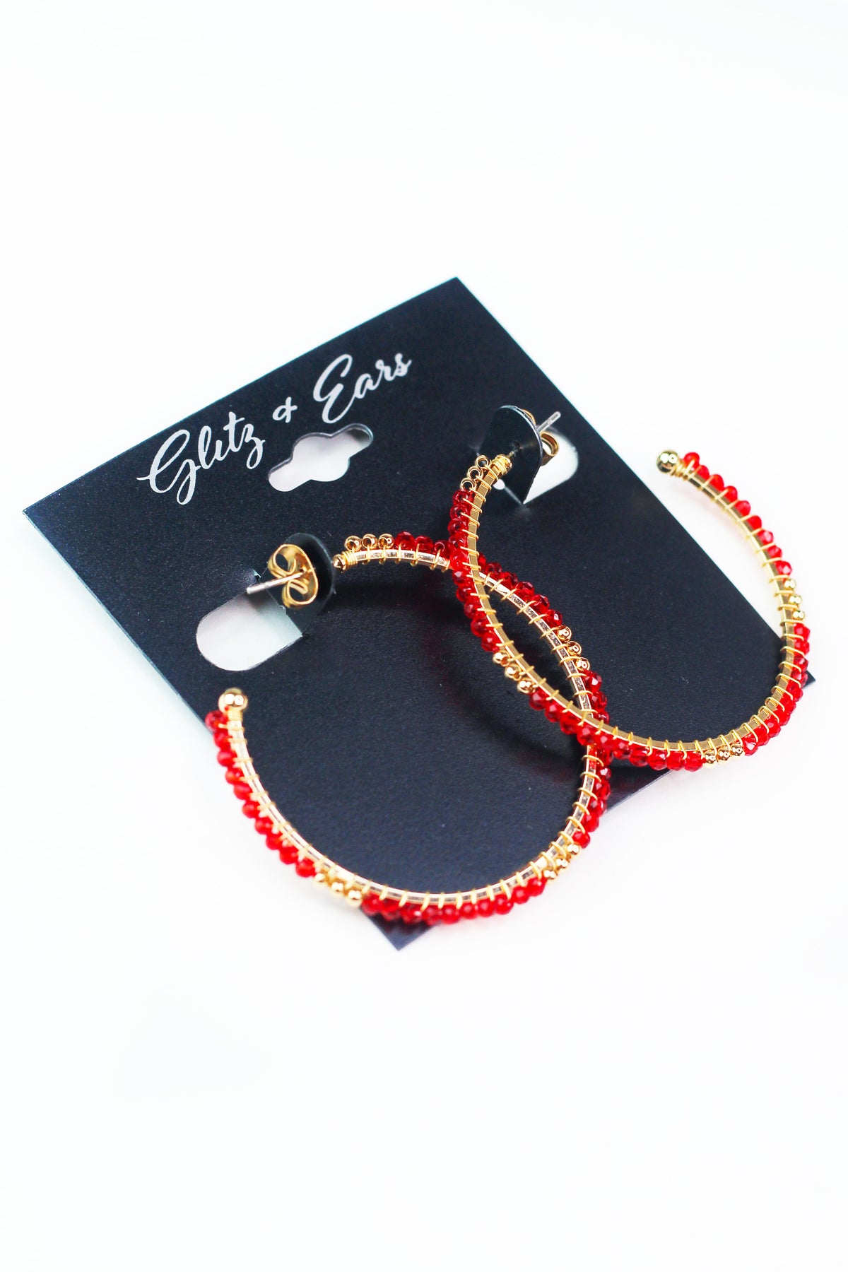 Two Tone XS Bead Open End Medium Hoop
