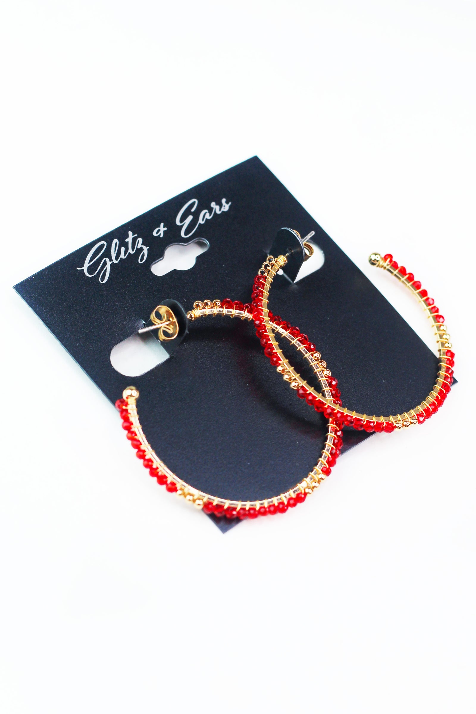 Two Tone XS Bead Open End Medium Hoop