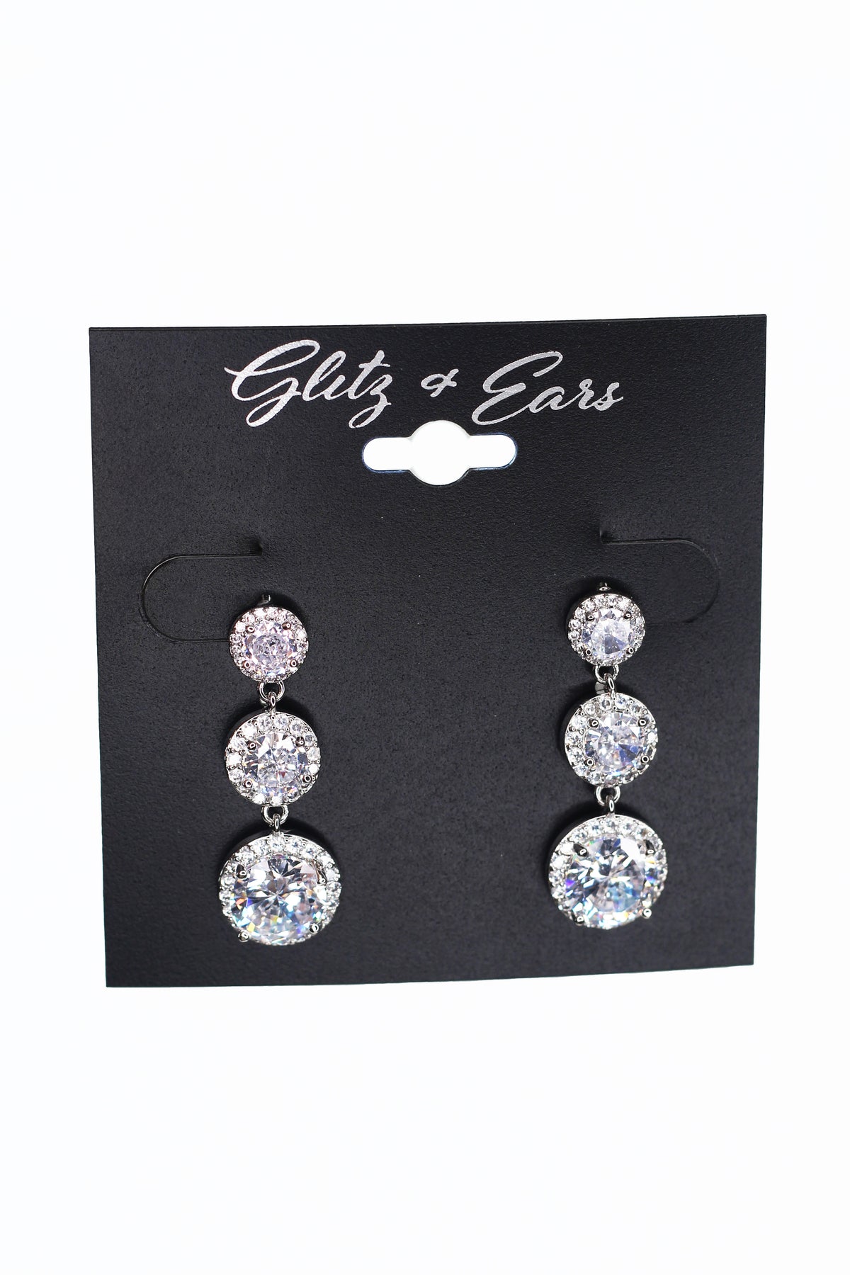 Three Different Size Stone with Trim Drop Earring
