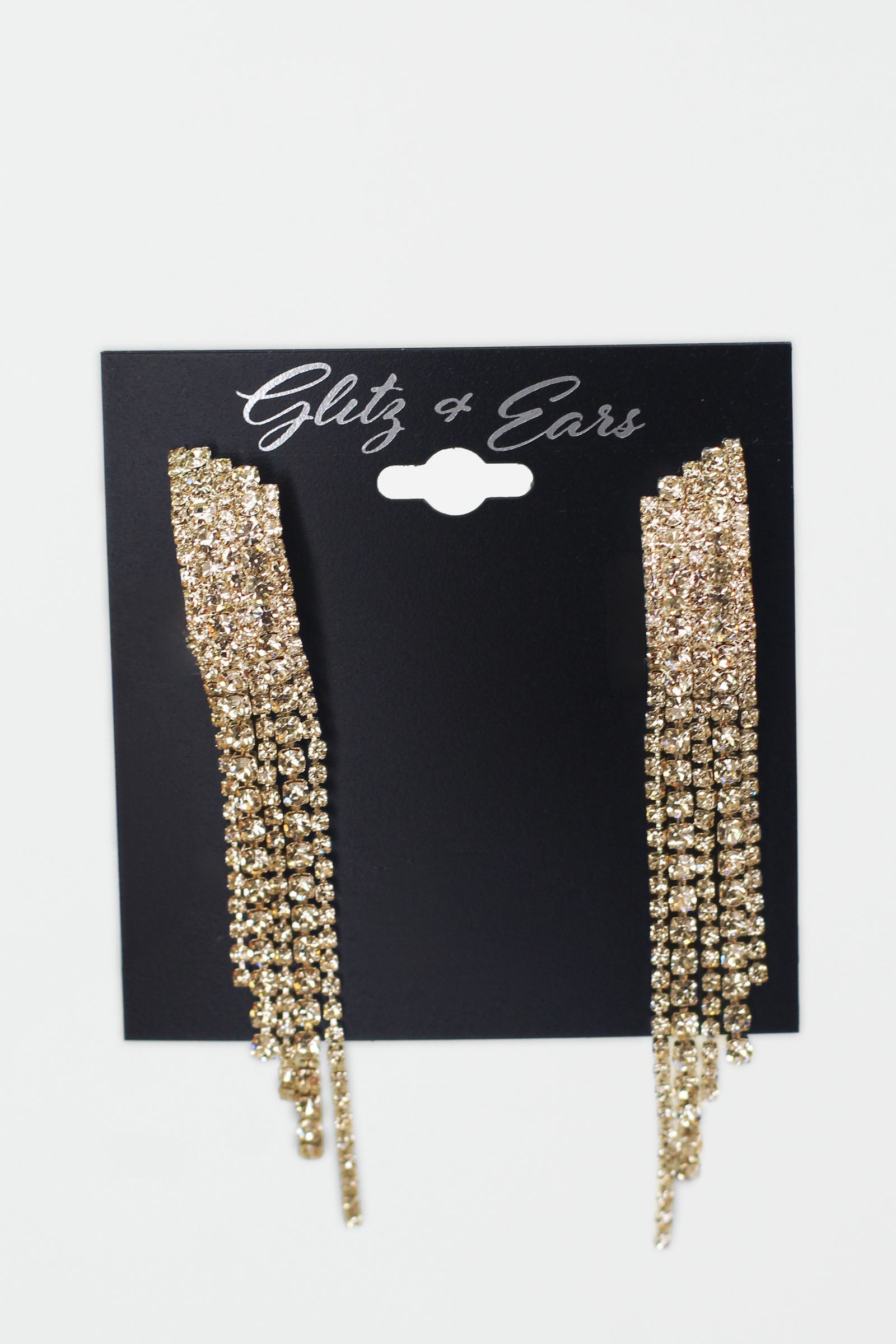 Two Sized Rhinestone Drop Fringe CLIP Earring