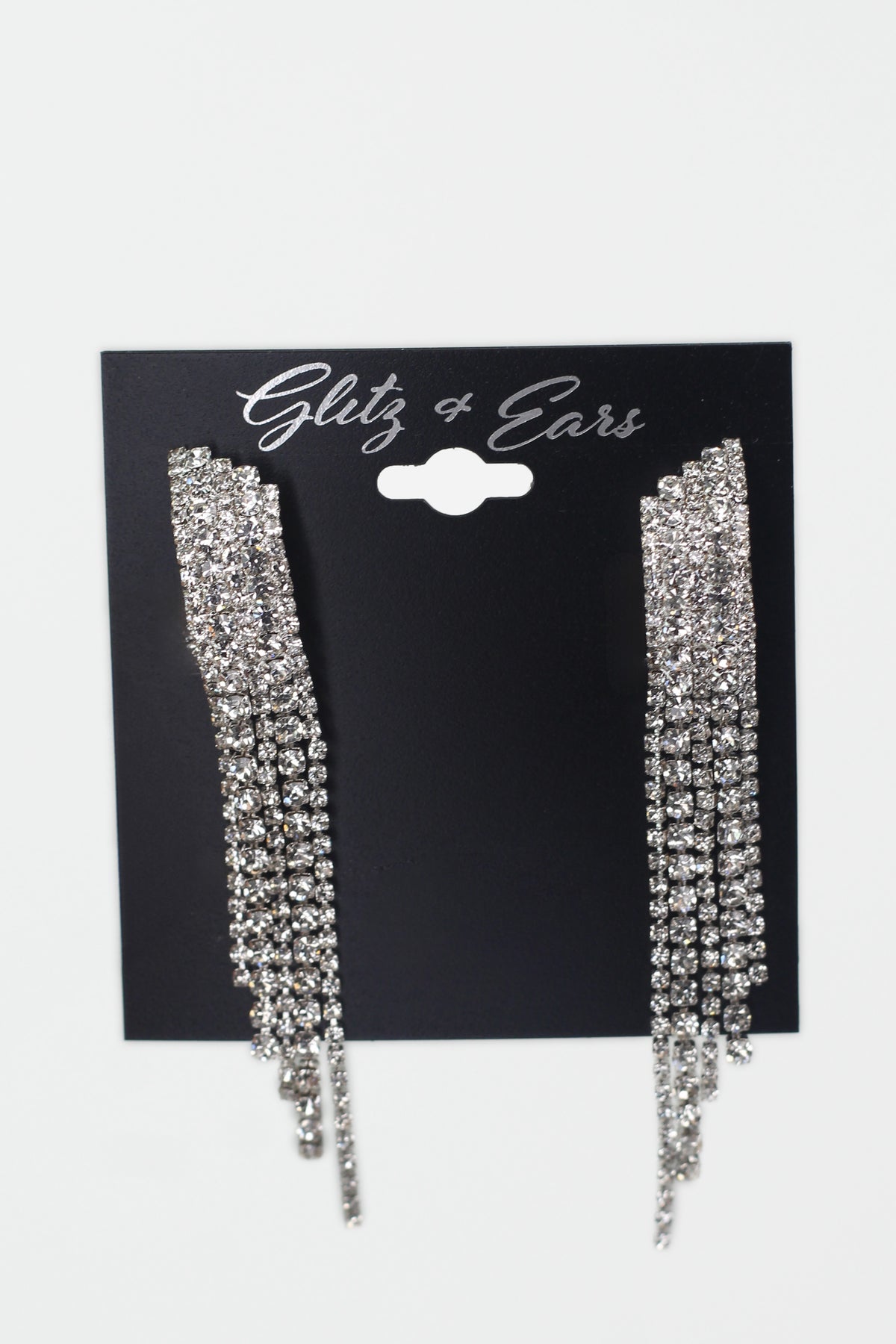 Two Sized Rhinestone Drop Fringe CLIP Earring