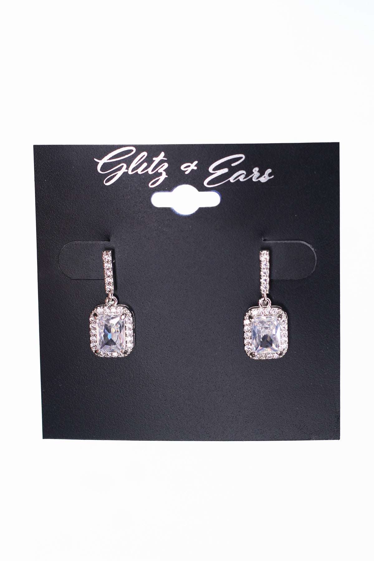 Square Stone Pave Trim Small Earring