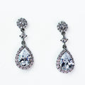 Round Post, Small Stone Teardrop Dangle Earring