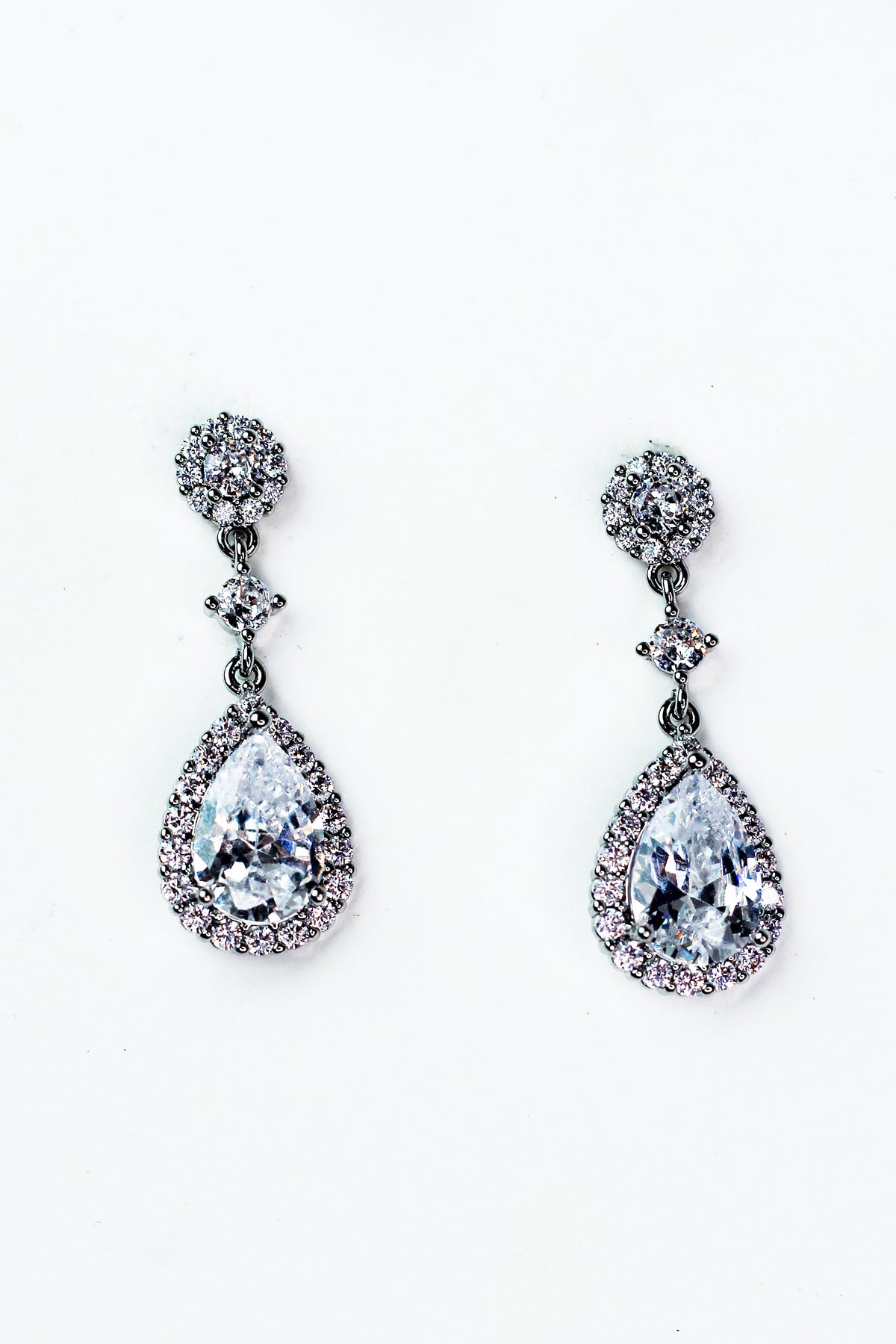 Round Post, Small Stone Teardrop Dangle Earring