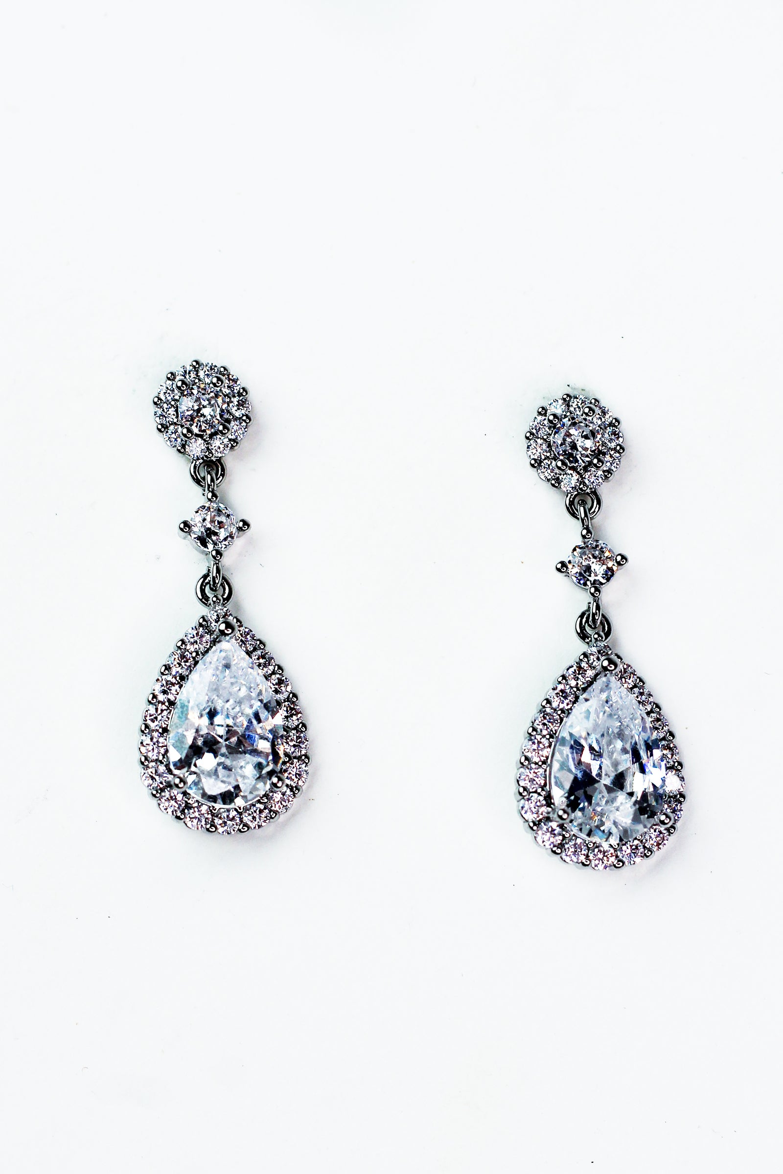 Round Post, Small Stone Teardrop Dangle Earring