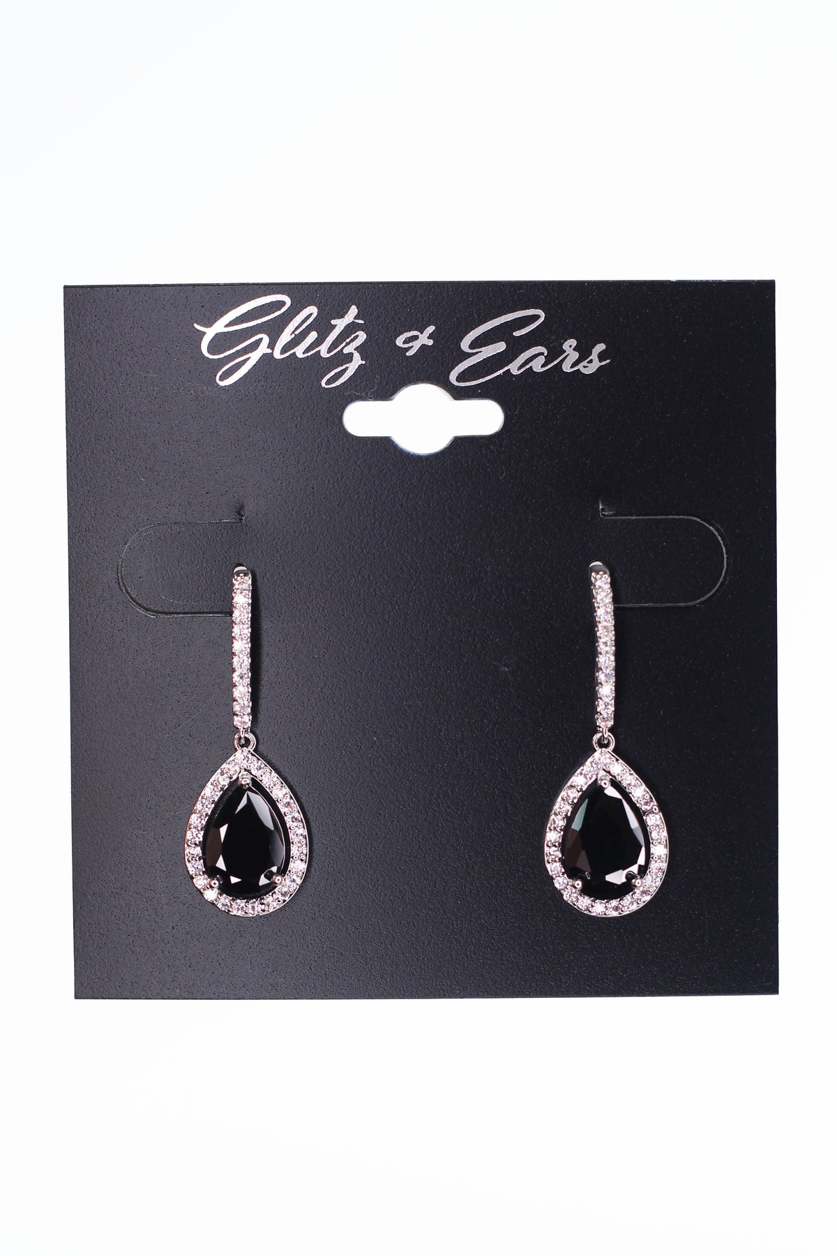Bar with Teardrop &amp; Rhinestone Trim Small Earring