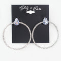 Teardrop Top Open Rhinestone Hoop Circle Earring