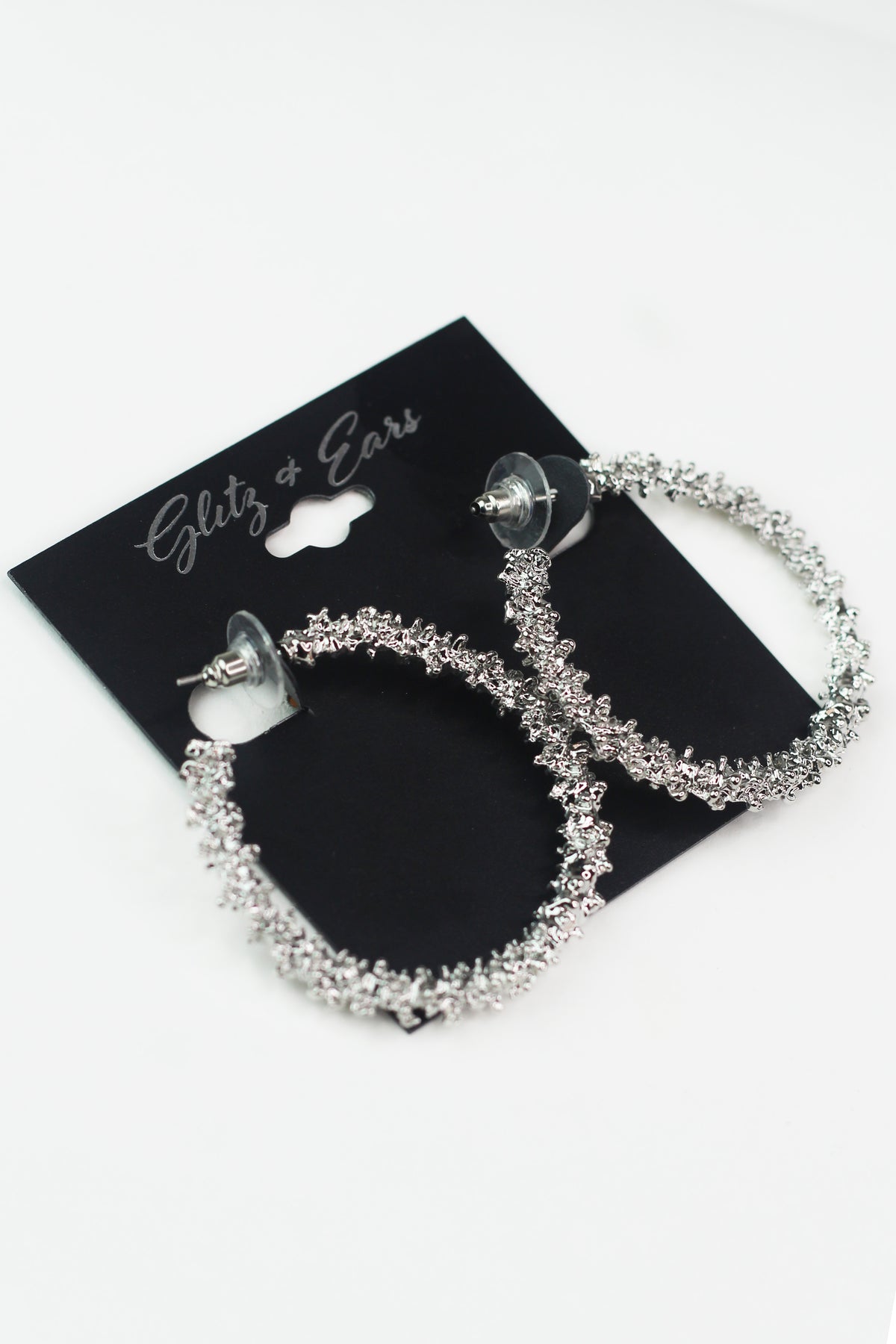Thick Metal Textured Medium Open End Hoop