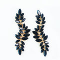 Small Almond Two Row Wavy Long Earring