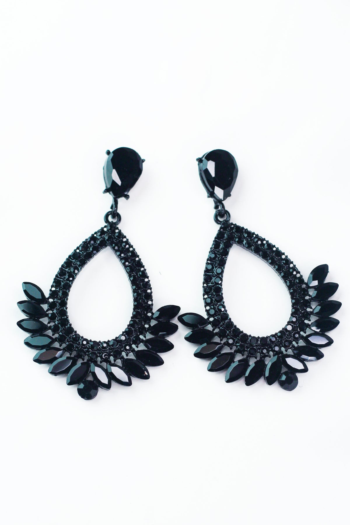 Large Open Teardrop Almond Bottom Trim Earring