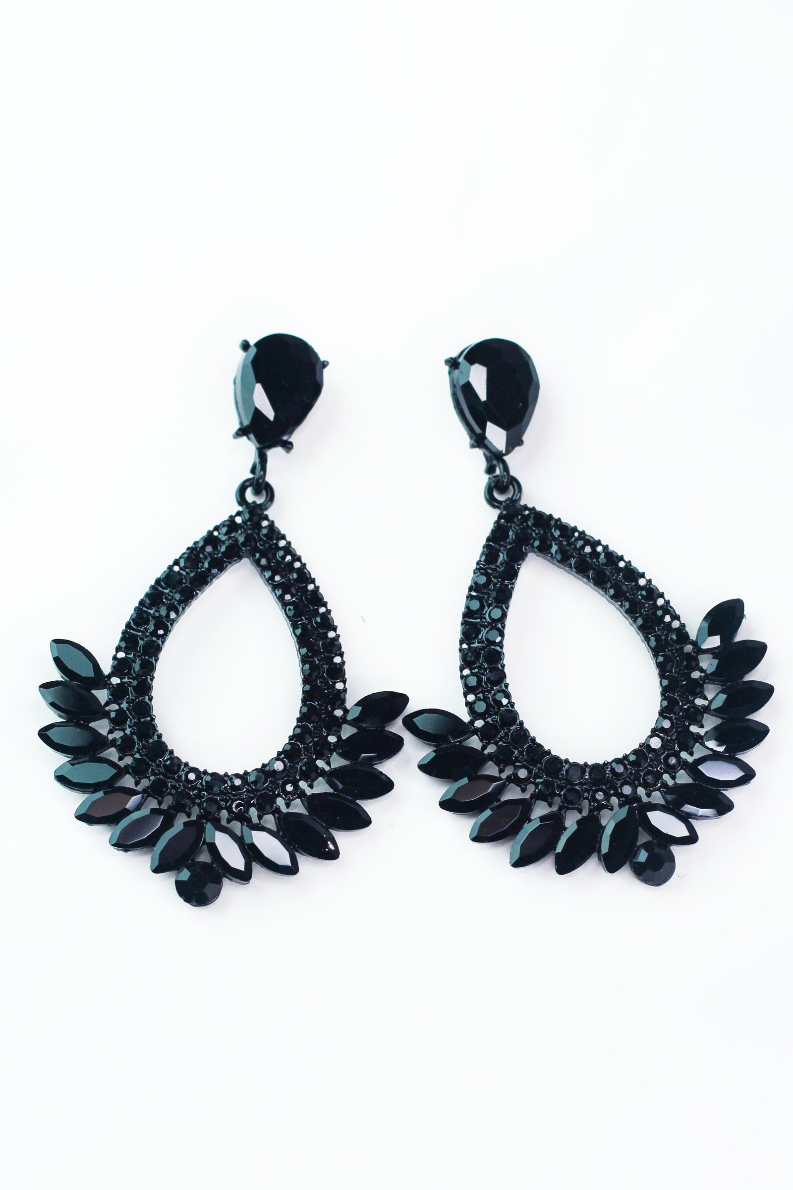 Large Open Teardrop Almond Bottom Trim Earring