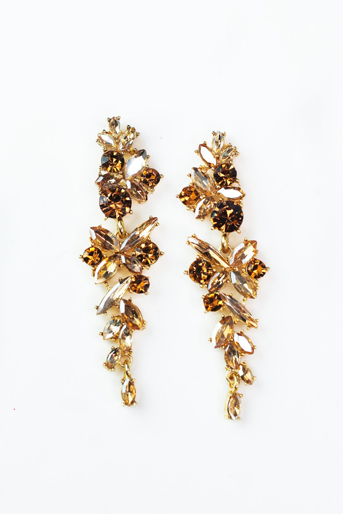 Small Different Shape Stone Clusters Long Earring