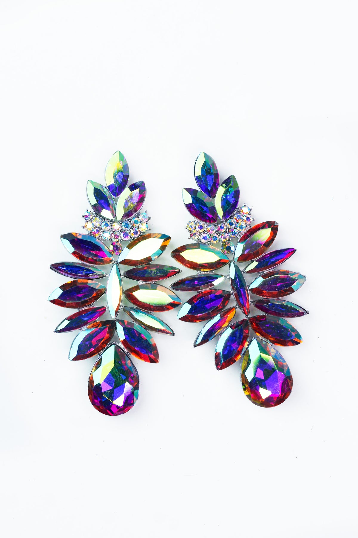3 Almond Rhinestone Scoop Wide Almond Earring