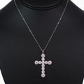 Round Accent Rhinestone Cross Necklace
