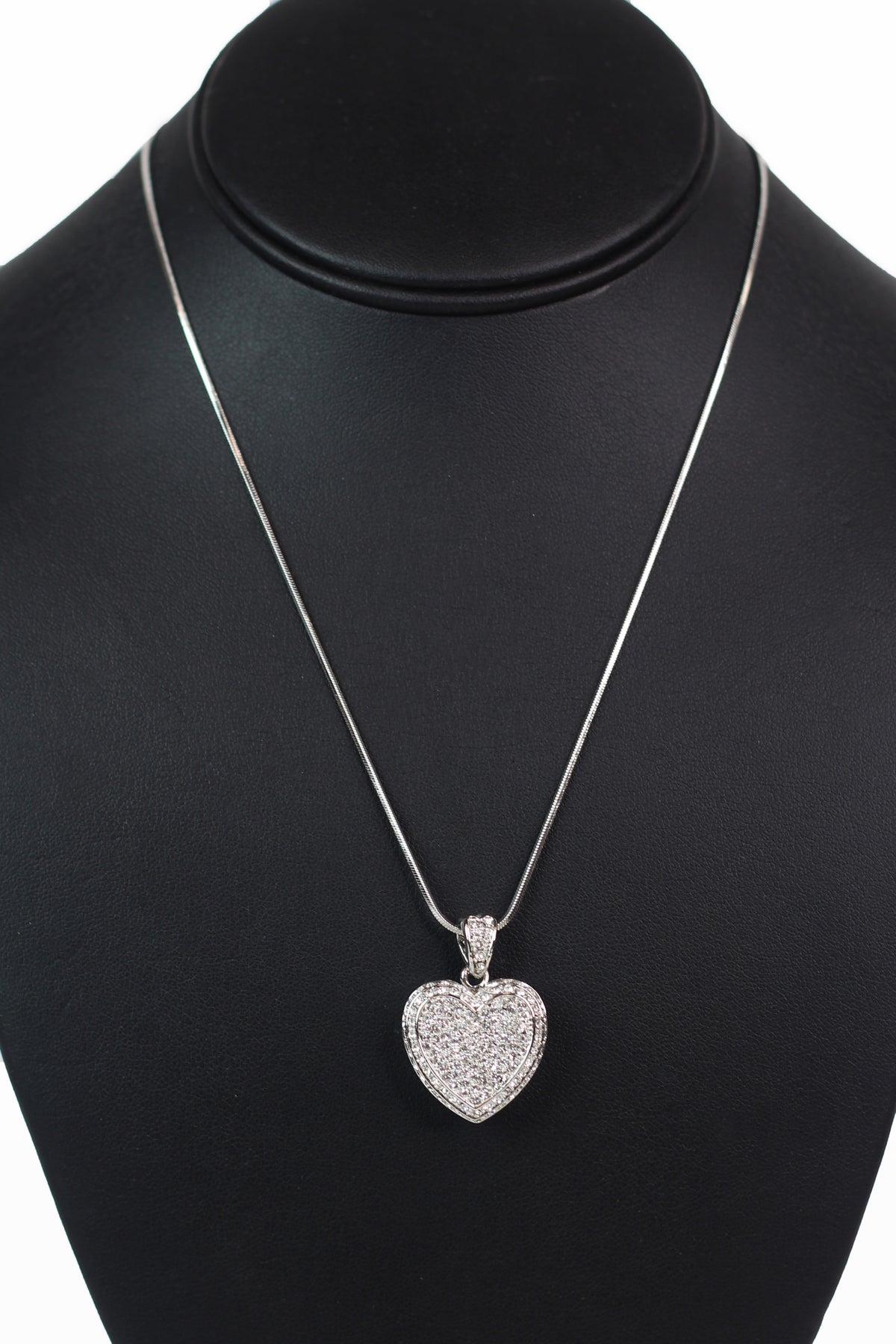 Hollow Design Rhinestone Heart Pendant Necklace