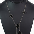 Dainty Chain Multi size Clover Necklace w/ Double Dangle Clovers