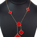 Dainty Chain Multi size Clover Necklace w/ Double Dangle Clovers