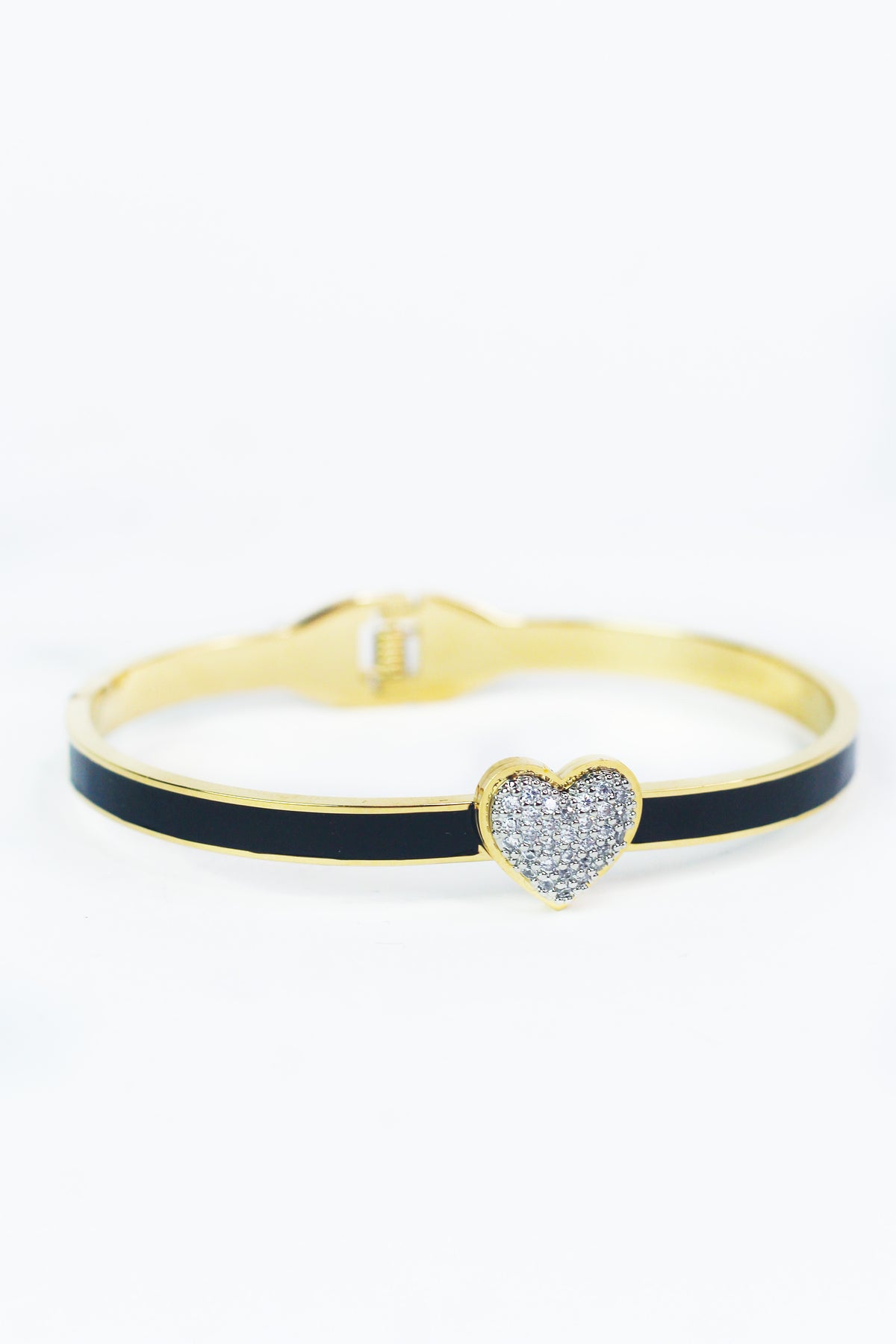 Rhinestone Heart Center Bracelet w/ Trim Accent