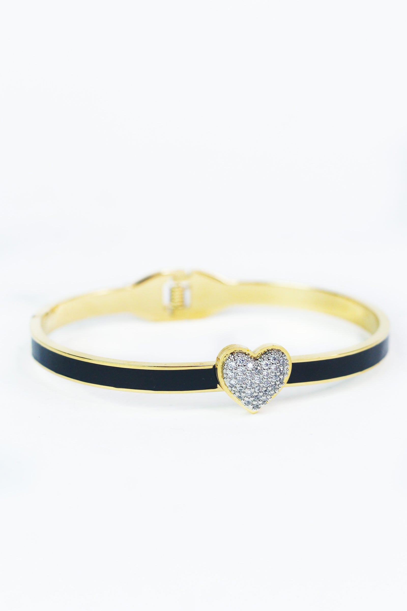 Rhinestone Heart Center Bracelet w/ Trim Accent