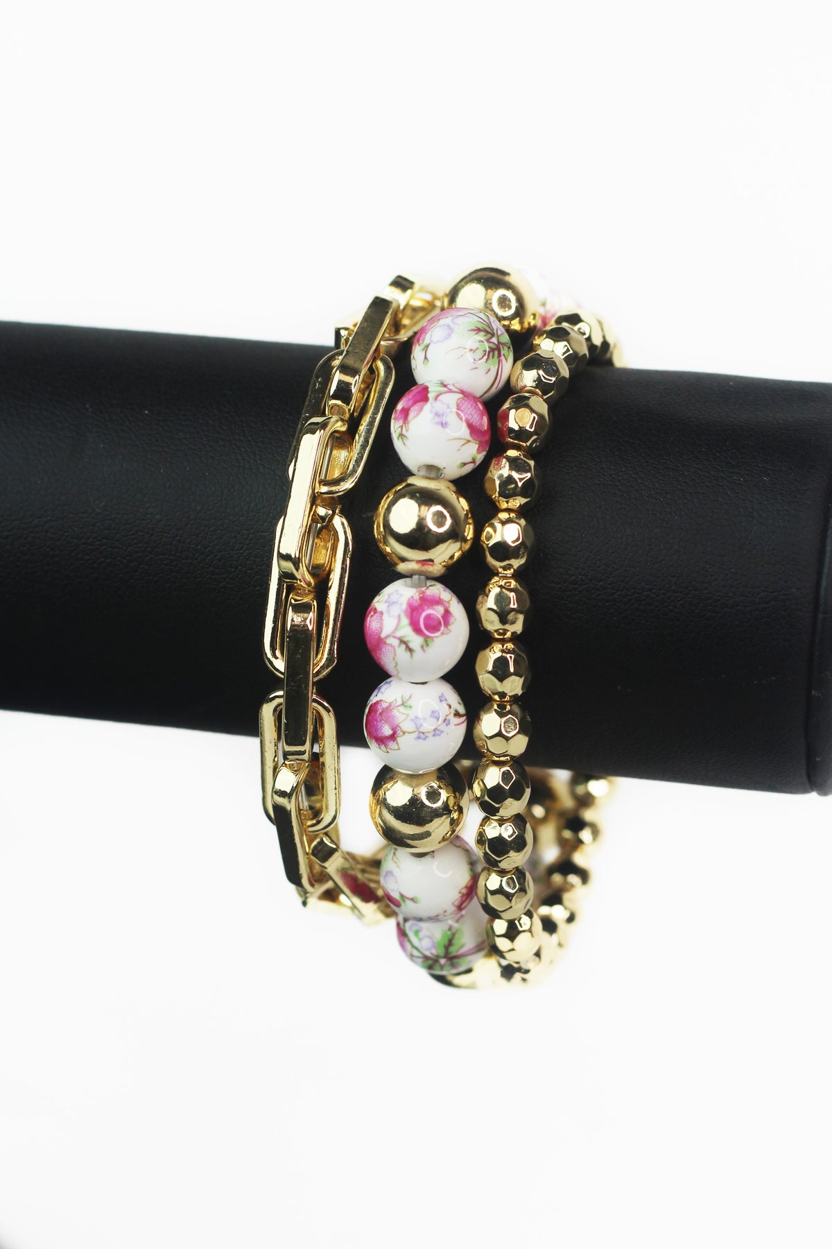 Layering Bracelet Set w/ Tropical Bead Accent