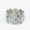 Floral Design Pearl & Rhinestone Bracelet - Glitz & Ears Boutique