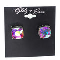 X-Large Square Rounded Edge Rhinestone Stud Earrings